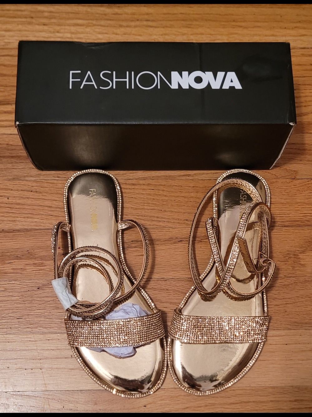 Fashion Nova "Got You Wishing Flat Sandals" Rose Gold- Size 8!!! NIB